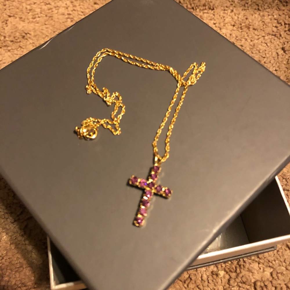 Purple cross necklace